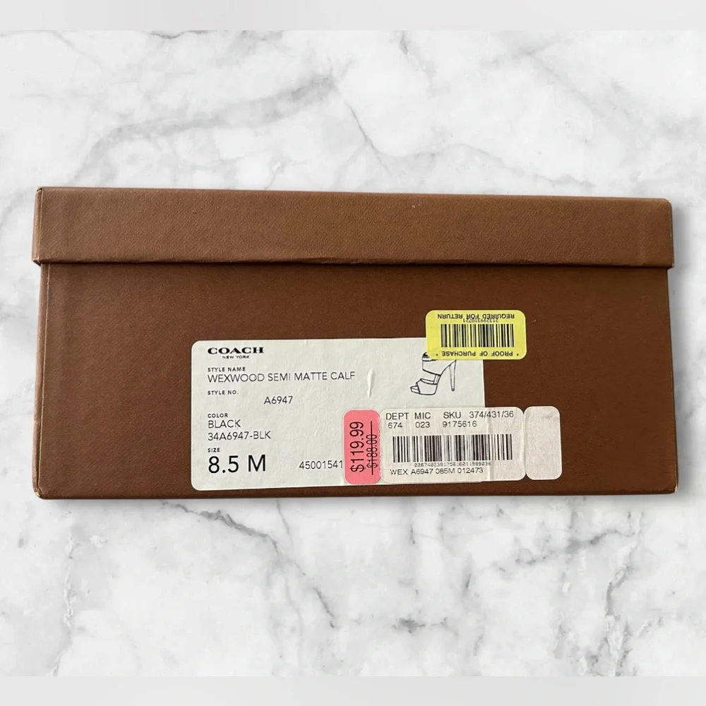 Coach Wexwood Semi Matte Calf Leather Peep Toe Heels in Original Box Size 8.5 - Picture 2 of 15